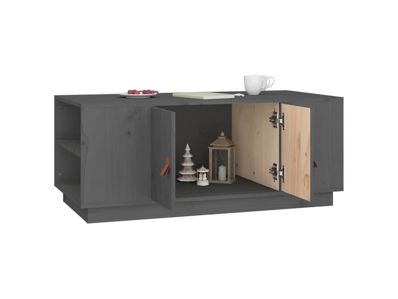  Table basse - table de salon - table à thé gris 100x50x41 cm bois massif de pin  - Conforama D