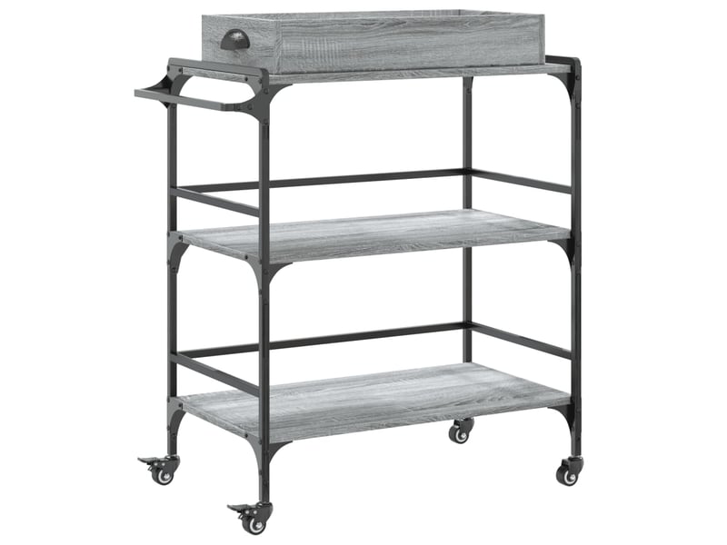  Desserte de cuisine, chariot de rangement sonoma gris 81,5x41x92,5cm bois d'ingénierie  - Conforama A