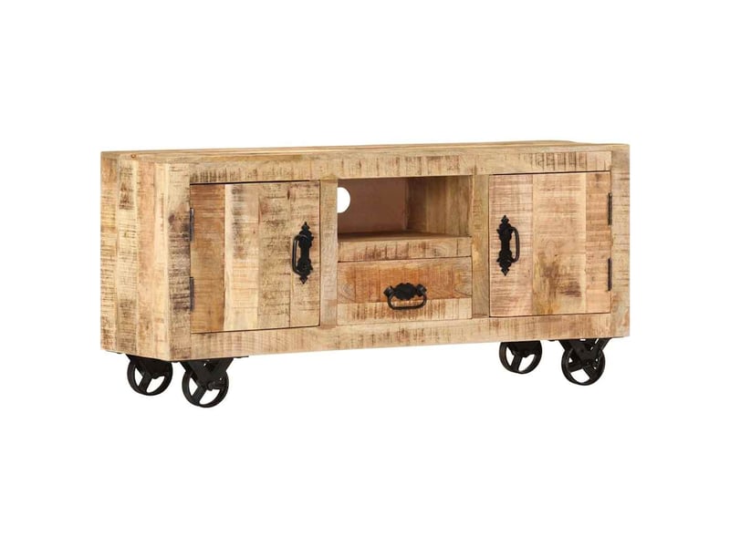  Meuble tv moderne, banc tv bois de manguier brut 110x30x50 cm  - Conforama B