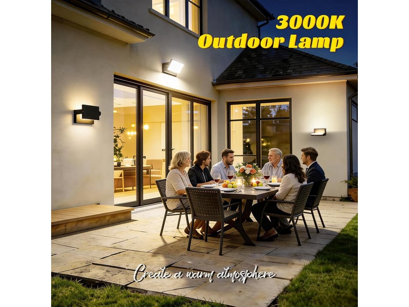  Applique murale extérieure led 5000lm 3000k ip65 noir  pivotant 360° lumière chaude 36w 7914674571 - Conforama C