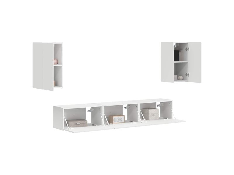  Ensemble meuble tv - banc tv - meuble de rangement 5 pcs blanc bois d'ingénierie  - Conforama C
