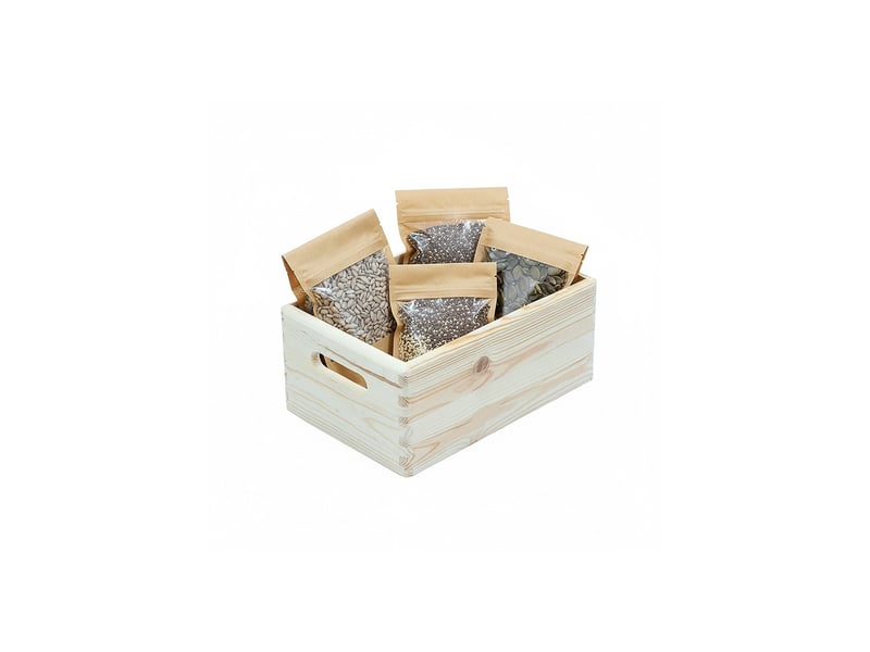 Lot 3 caisses de rangement en pin 30 x 20 x 14 cm 62552L - Conforama E