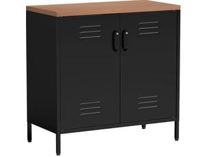 Buffet en métal 80x40x80 cm noir, 2 portes, étagère réglable, rangement compact pour salon ou bureau