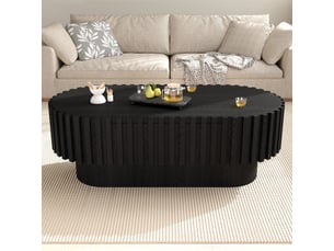 Table basse ovale coloris noir <strong>KORFEE</strong> <strong></strong> - 50 cmx100 cm