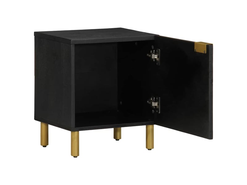  Table de chevet - cabinet de chevet - table de nuit noir 40x33x46 cm bois de manguier solide  - Conforama A