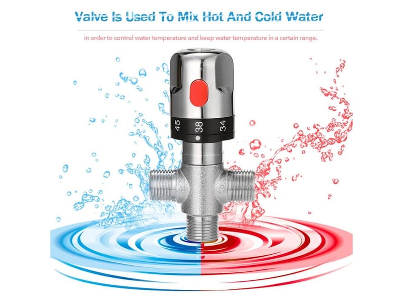  Mitigeur thermostatique réglable de salle de bain mélangeur d'eau en laiton vanne de contrôle de température de mélange d'eau chaudefroide XLH-ZLS-013702ZLS - Conforama E