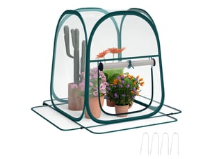 Mini serre pliable avec bâche en plastique, fenêtre enroulable et sac de rangement, 70 x 70 x 80 cm, transparente