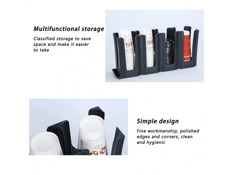  Distributeur de gobelets à café à 4 compartiments, porte-gobelets en papier jetables, organiseur pour café, lait, thé, restaurant  - Conforama C