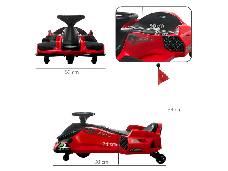  Kart électrique pour enfants 12 v avec mode drift 8 à 12 ans rouge  - Conforama E