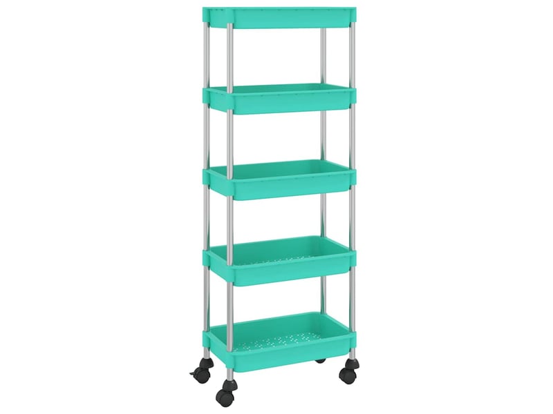  Desserte de cuisine, chariot de rangement 5 niveaux turquoise 42x29x128 cm fer et abs  - Conforama A