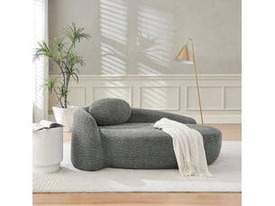 Canapé 1 place tcqpz minimaliste 170 x 96 x 62 cm tissu bouclette gris foncé avec coussin appui-tête