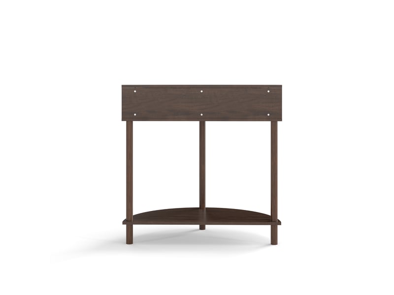  Table basse - console en forme de croissant, décor en bois brun noyer en mdf avec laque uv avec motif ondulé 3d réalisé à la main  - Conforama A
