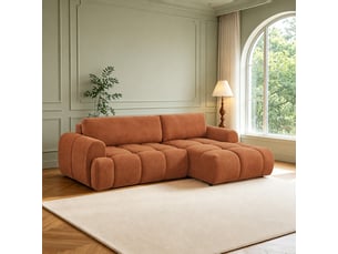 Canapé nuage convertible 4 places en tissu bouclette marron palms