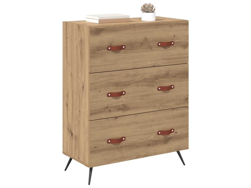  Commode chambre adulte, armoire à tiroirs 3-tiroir chêne artisanal 69,5x34x90 cm  - Conforama C