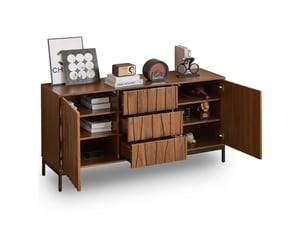 Buffet 2 porte(s) 3 tiroir(s) <strong></strong> <strong></strong> - 150 cm coloris bois foncé
