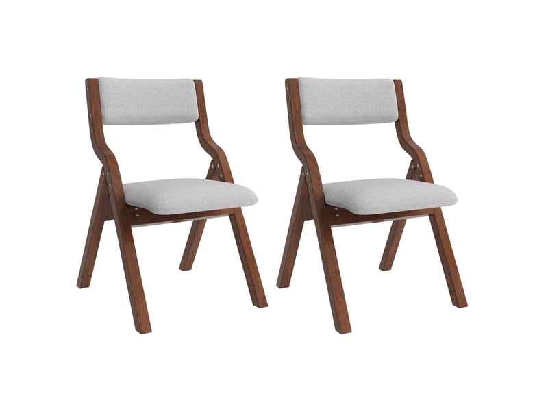 Lot de 2 chaises pliantes de salle à manger 55 x 49 x 81 cm – gris – avec assises en lin confortables - Conforama A