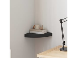 Étagère d'angle flottante, étagère murale noir 25x25x3,8 cm mdf cf41379