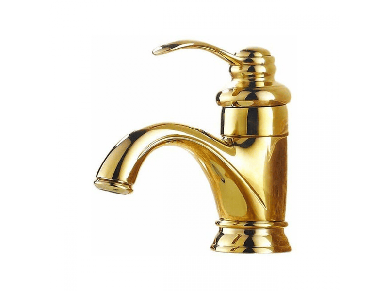  Robinet de lavabo monotrou doré (tuyau d'arrivée d'eau non inclus), compatible avec l'eau chaude et froide  - Conforama E