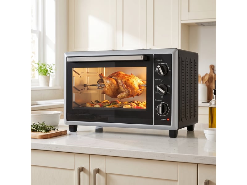  Mini four électrique 46 l à chaleur tournante, tournebroche, 1800 w, noir  - Conforama B