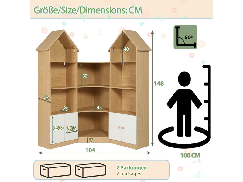  Meuble de rangement enfant - rangements intégrés - organisation des jouets - rangement chambre - hauteur enfant - blanc et naturel CozyNest - Conforama D