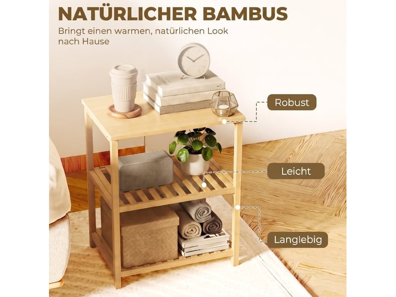  Table d’appoint 40,6x30x50,5 cm à 3 niveaux naturelle  - Conforama D