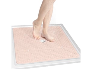 Tapis de douche en tpe à ventouses - 27 x 27 pouces - rose pastel