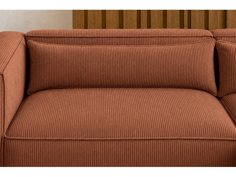  Tilos - canapé d'angle petit velours côtelé 4 places terracotta gauche  - Conforama E