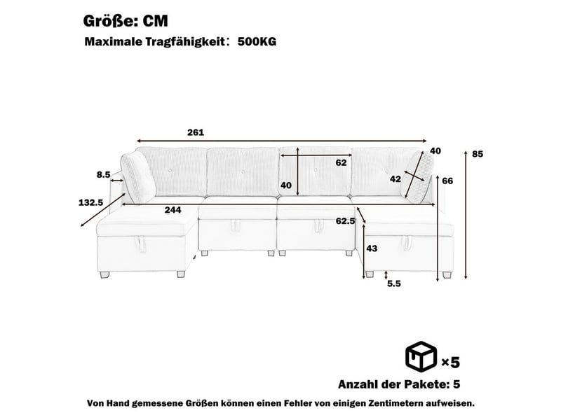 Canapé d'angle convertible,6 places, avec rangement,velours ,261 x 132 x 85 cm,gris - Conforama C