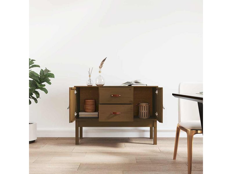  Buffet - bahut - meuble de rangement marron miel 110x40x78 cm bois massif de pin  - Conforama C