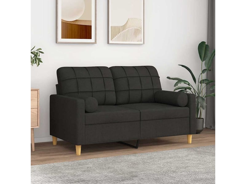  Lot de 2 coussins décoratifs noir ø15x50 cm tissu cf60883  - Conforama B