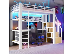 Lit avec rangement 90x200 cm <strong>MODENVIE</strong>  <strong></strong> coloris blanc