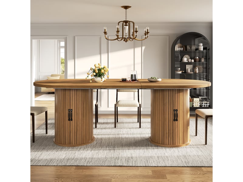  Table à manger extensible 150-190 cm, table de cuisine gain de place avec rangement caché, multifonction - marron foncé  - Conforama C