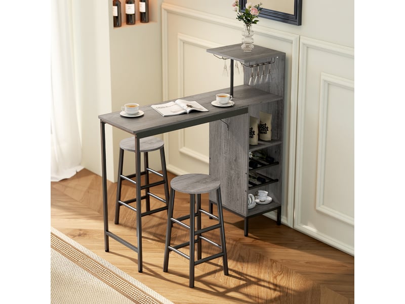  Ensemble table de bar avec tabourets, table à manger debout avec 2 chaises de bar étagères  - Conforama C