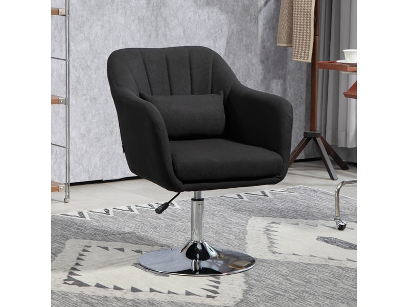 Fauteuil pivotant réglable avec accoudoirs et coussin lombaire noir evryae - Conforama B