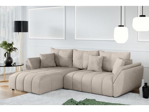 Canapé d'angle réversible convertible <strong>AX LIVING </strong> <strong>Verciani</strong> 4 places Velours marron avec coffre de rangement
