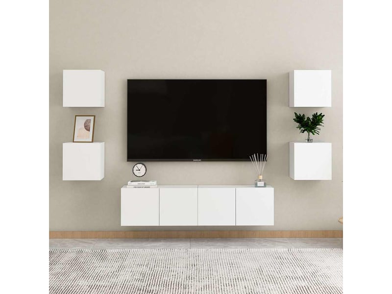  Ensemble de meubles tv 6 pcs blanc bois d'ingénierie shl13105  - Conforama B