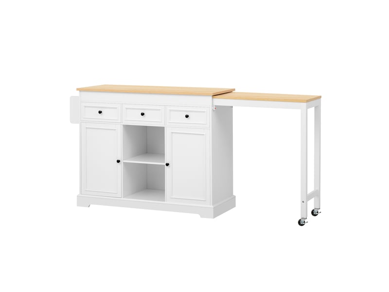  Îlot de cuisine mobile 124x45x92 cm extensible mdf blanc  - Conforama A