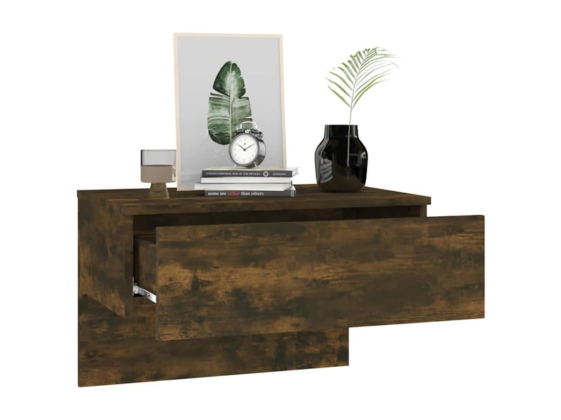  Table de chevet - cabinet de chevet - table de nuit murale chêne fumé  - Conforama C