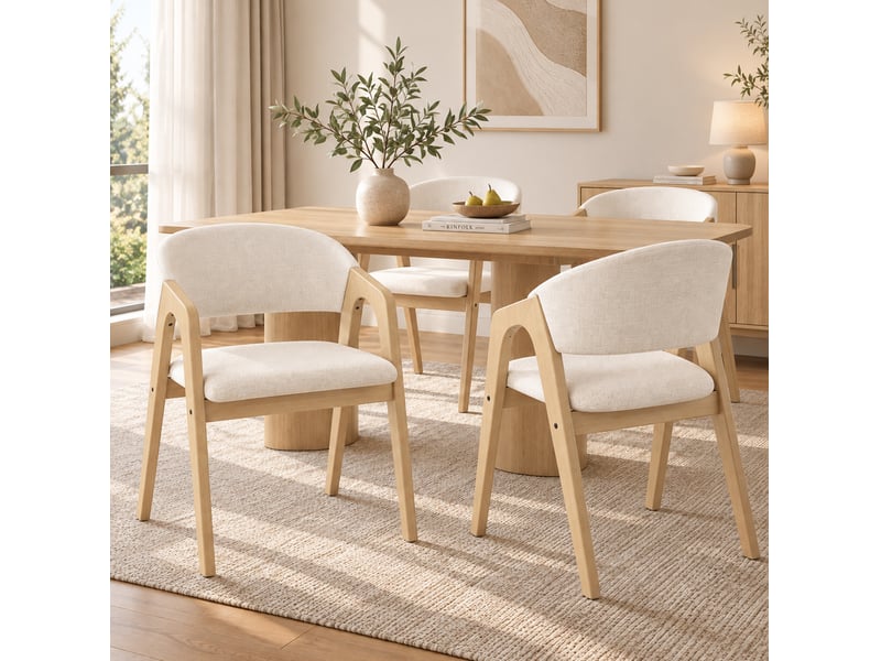  Lot de 2 chaises de salle à manger avec accoudoirs en lin homvra  - Conforama C