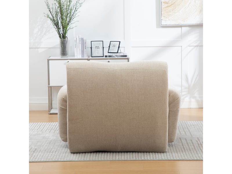  Fauteuil relax, fauteuil de salon – avec repose-pieds, mousse haute densité, en chenille, sans montage, kaki clair  - Conforama E