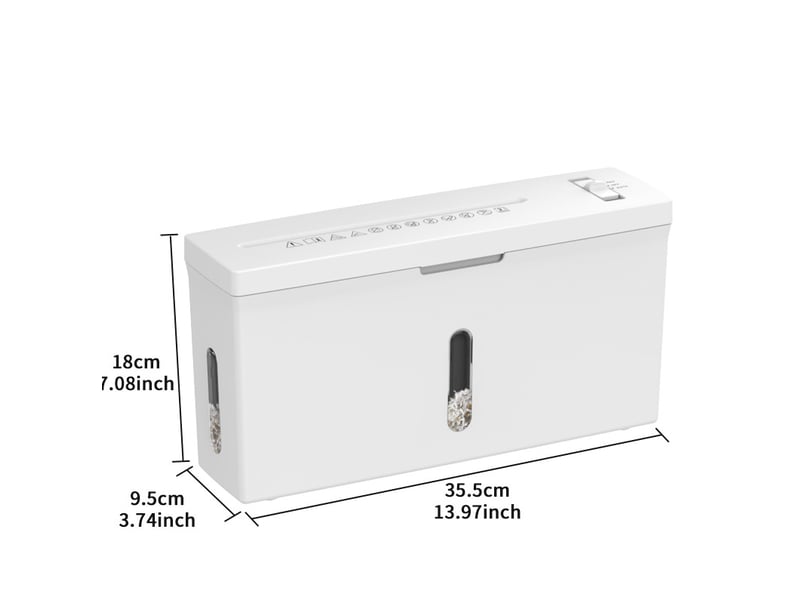  Destructeur de documents mini p-5 35,5x9,5x18 cm – blanc – micro-coupe 4 feuilles, anti-bourrage, bac 2 gallons  - Conforama C