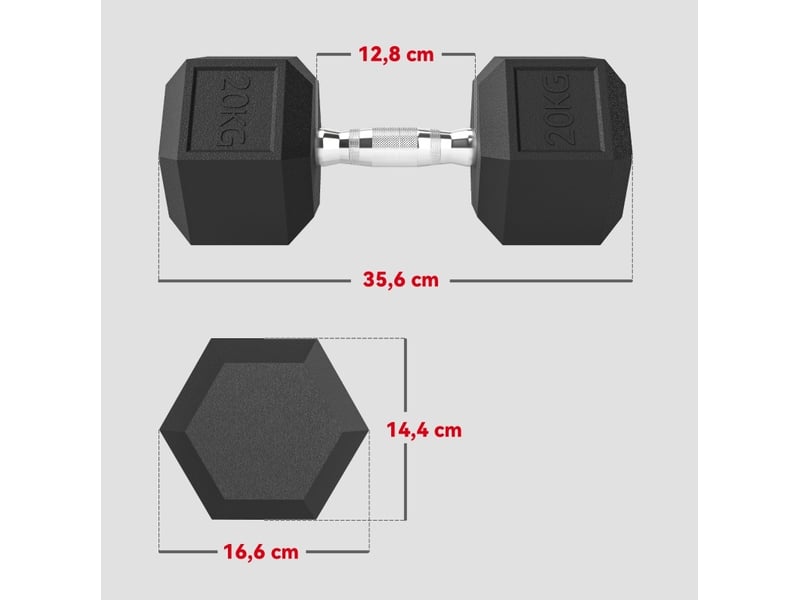 Haltères hexagonaux en fonte 2 x 20 kg – noir – poignées moletées pour entraînement musculaire à domicile - Conforama C
