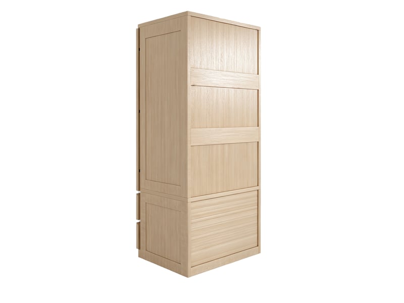  Armoire avec 2 portes effet rotin, 2 tiroirs et grande niche, pour chambre, en bois, couleur bois, 70 × 55 × 170 cm  - Conforama A