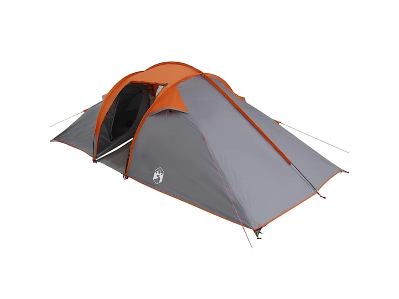  Tente tunnel, tente de camping 4 personne gris et orange taffetas imperméable  - Conforama A