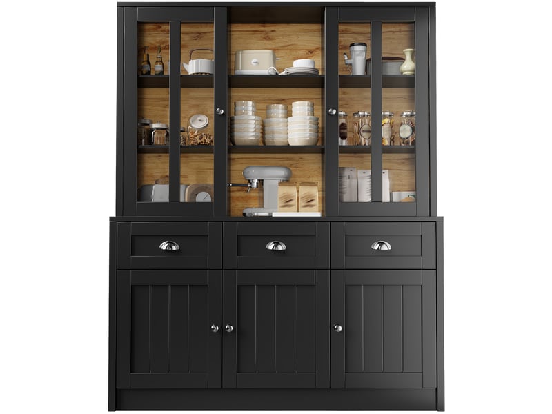  Vaisselier modenvie noir 140 x 38,5 x 175 cm en mdf et acrylique avec rangements  - Conforama A