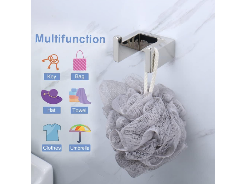  Crochet porte-serviettes, patère en acier inoxydable, mural carré, 7 x 6,1 x 4 cm (2 pièces, brillant, gris FC-ZLS-02063ZLS - Conforama E