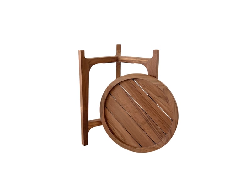 Table d'appoint ronde en bois de teck  - Conforama C