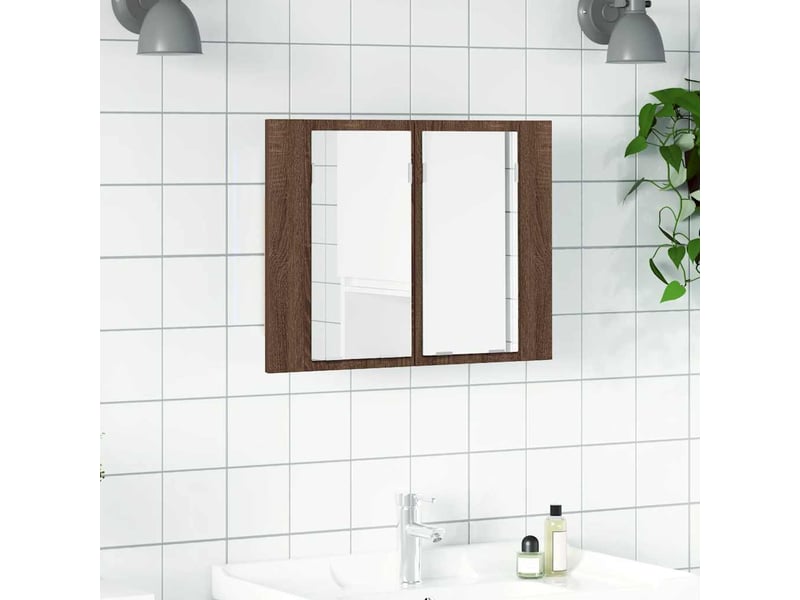 Armoire à miroir led chêne marron 60x12x45 cm bois d'ingénierie - Conforama B
