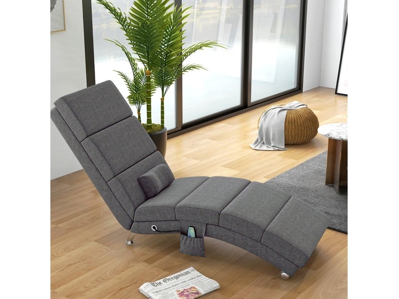  Fauteuil de relaxation électrique avec massage 56x168x84 cm dossier haut pliable gris foncé  - Conforama B