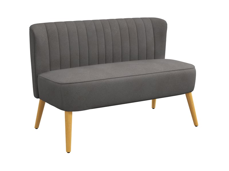  Canapé 2 places 117 x 56,5 x 77 cm gris foncé en polyester, mousse avec ressorts et dossier souple  - Conforama A